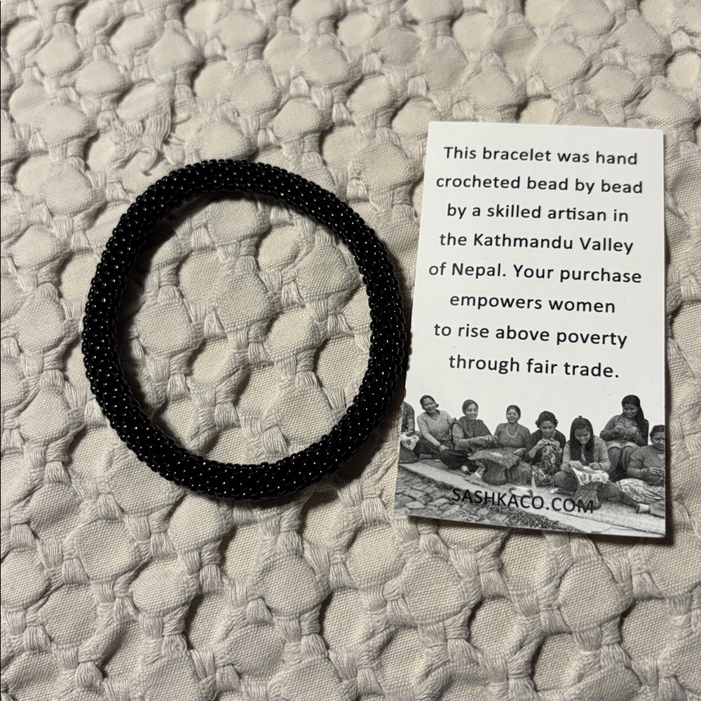 Sashka NWOT Elegant Black Handcrafted Beaded Bracelet